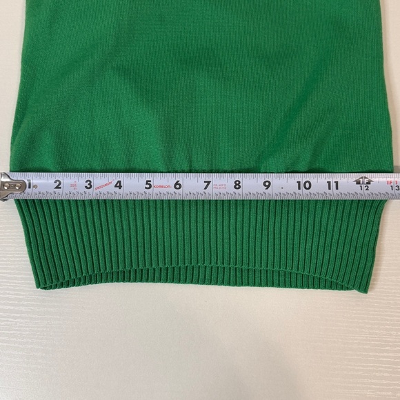 Tory Burch Wool Logo Pullover Sweater - Kelly Green with Silver Metallic Logo - Picture 13 of 15